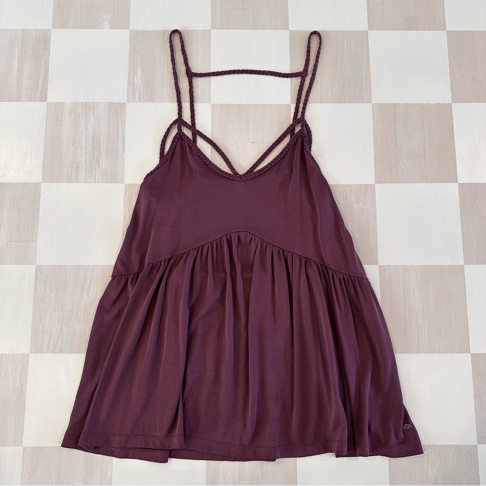 american eagle maroon wine strappy babydoll braided tank top whimsigoth